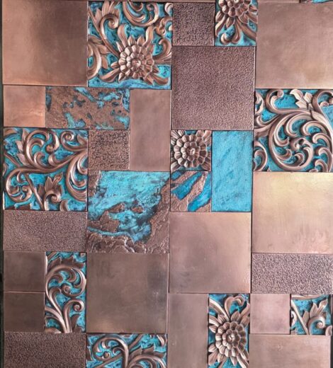 Verdigris Copper Bloom Metal Plating on Stone